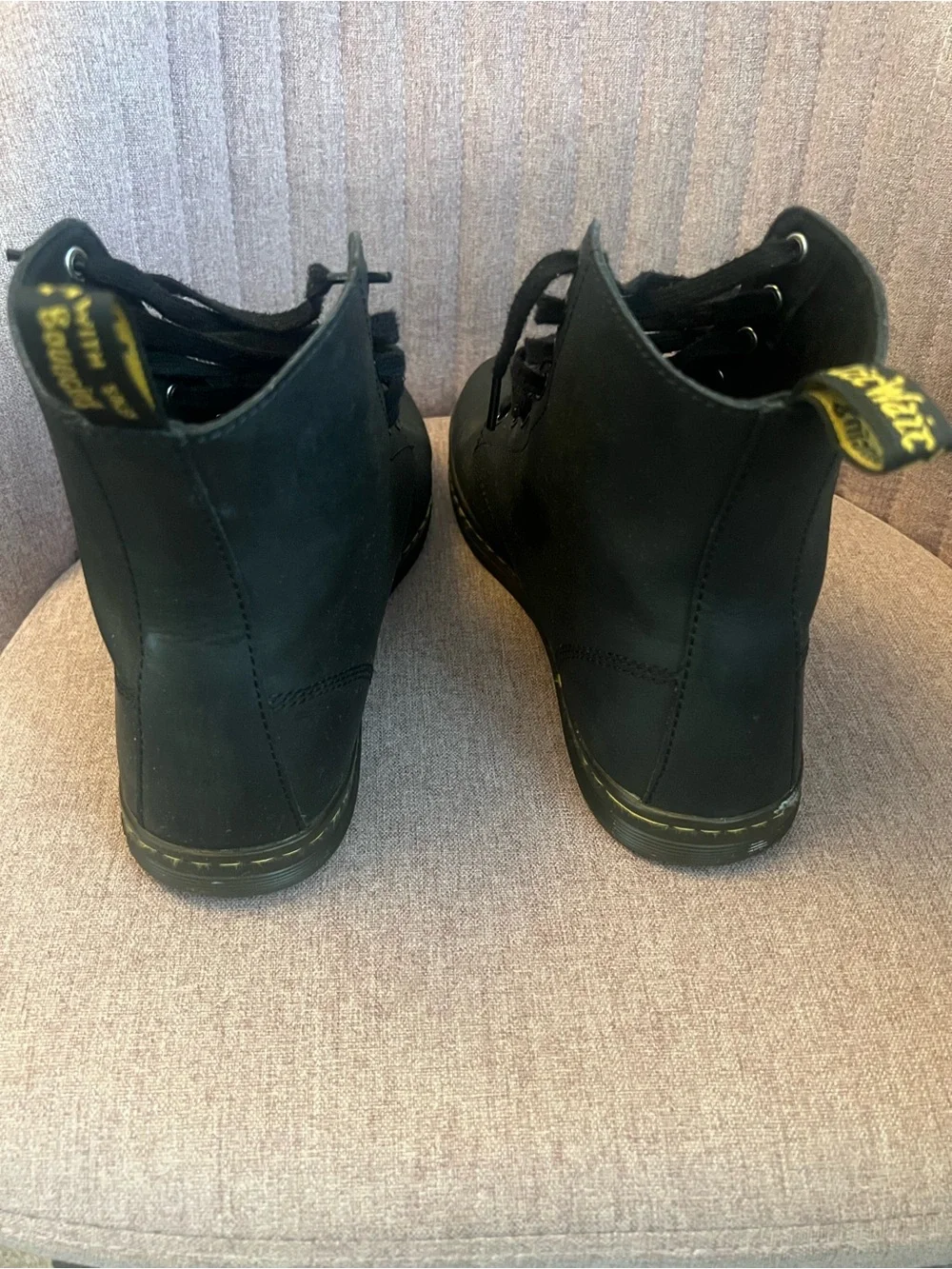 Dr. Martens Chukka Black Lace-Up Boots with Yellow Stitching